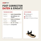 Eckdaten und Versandmaße des Elina Pilates Foot Corrector als Tabelle