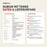 Technische Daten und Lieferumfang des Elina Pilates Nubium mit Tower als Tabelle