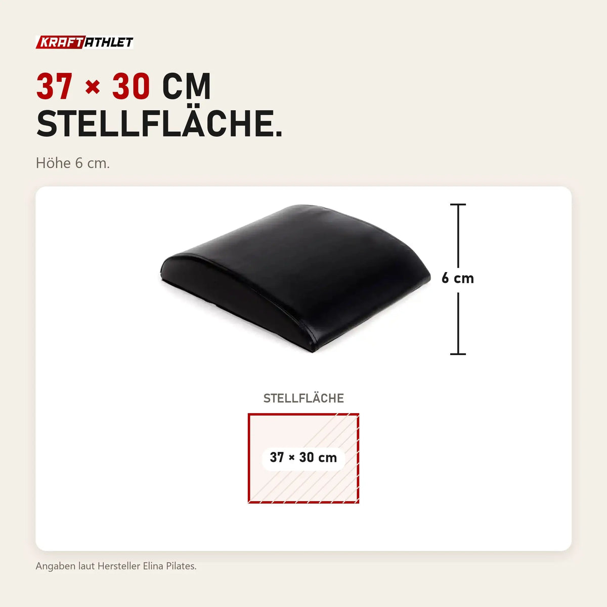 Maßbild Elina Pilates AB Mat: Stellfläche 37 × 30 cm, Höhe 6 cm