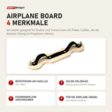 Elina Pilates Airplane Board mit 4 Merkmalen: Befestigung am Cadillac, Solide Holzbasis, Fußriemen zum Anschrauben, Für die Airplane-Übung