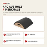Elina Pilates Arc aus Holz mit 4 Merkmalen: Integrierte Seitengriffe, Holzstruktur, Polster aus hochdichtem EVA, Kunstlederbezug