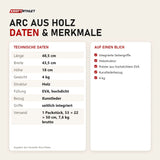 Technische Daten und Merkmale von Elina Pilates Arc aus Holz als Tabelle