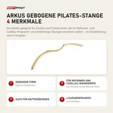 Elina Pilates Arkus gebogene Pilates-Stange mit 4 Merkmalen: Gebogene Form, Für Reformer und Cadillac-Wandgeräte, Auch für Mattenübungen, 4 Karabinerhaken