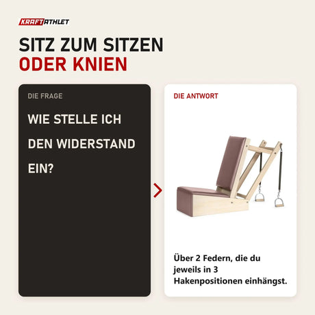 Frage und Antwort zu Elina Pilates Baby Chair aus Ahornholz: Wie stelle ich den Widerstand ein?
