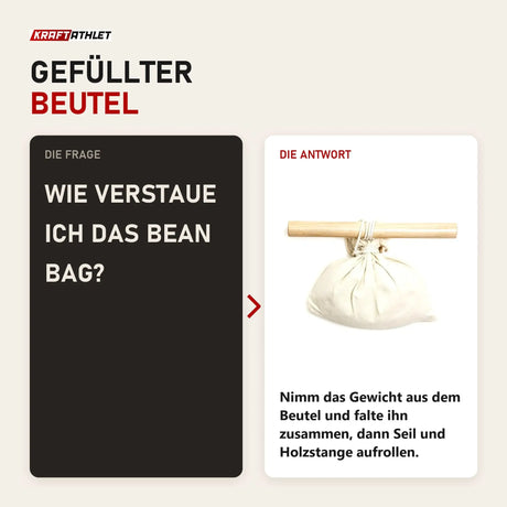 Frage und Antwort zu Elina Pilates Bean Bag Roll-Up Device: Wie verstaue ich das Bean Bag?