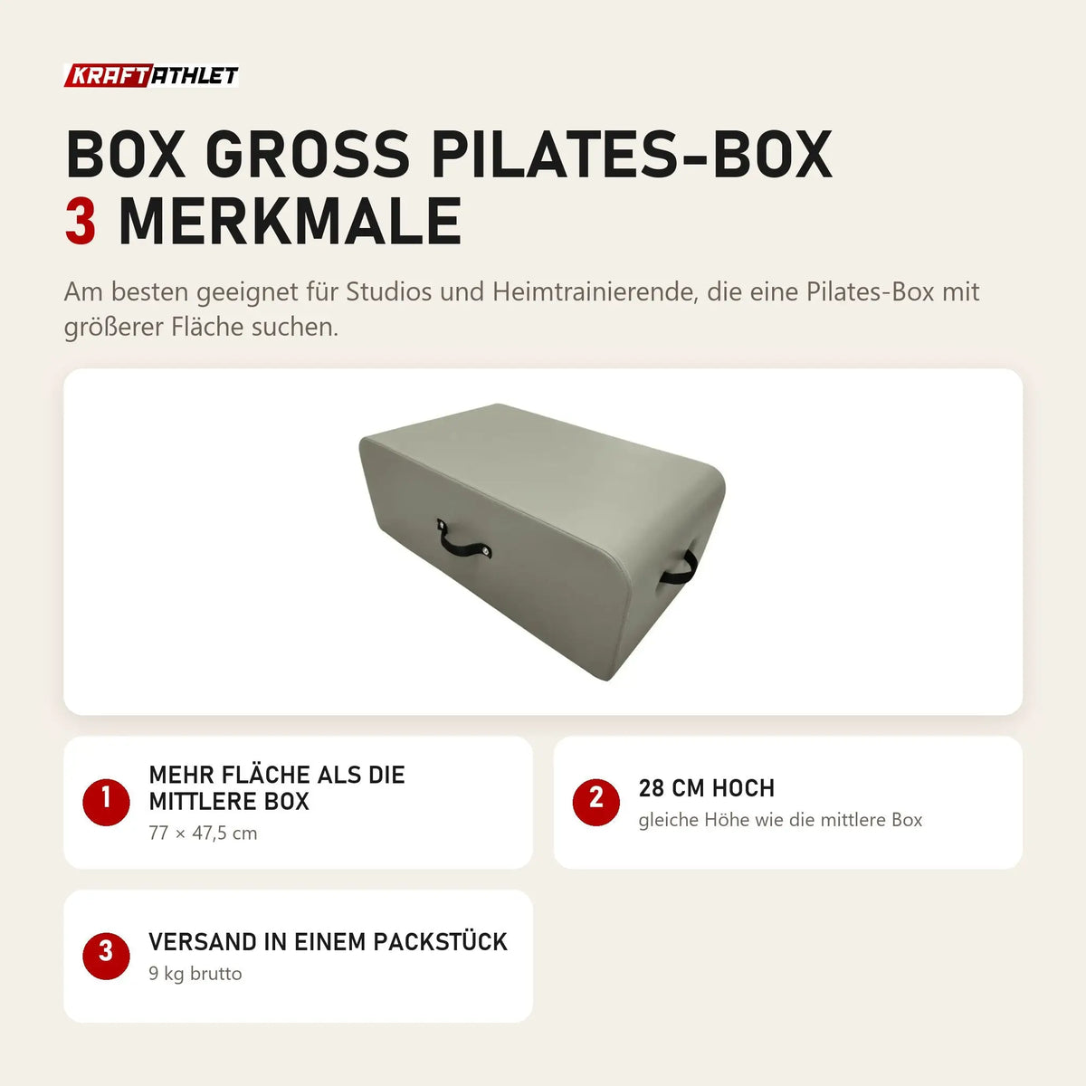Elina Pilates Box groß Pilates-Box mit 3 Merkmalen: Mehr Fläche als die mittlere Box, 28 cm hoch, Versand in einem Packstück