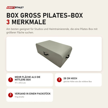 Elina Pilates Box groß Pilates-Box mit 3 Merkmalen: Mehr Fläche als die mittlere Box, 28 cm hoch, Versand in einem Packstück