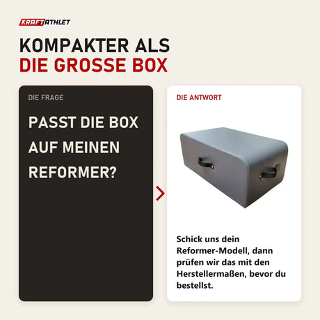 Frage und Antwort zu Elina Pilates Box mittel Pilates-Box: Passt die Box auf meinen Reformer?