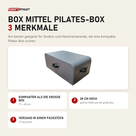Elina Pilates Box mittel Pilates-Box mit 3 Merkmalen: Kompakter als die große Box, 28 cm hoch, Versand in einem Packstück