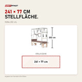 Maßbild Elina Pilates Cadillac Elite Reformer aus Rock-Ahorn: Stellfläche 241 × 77 cm, Höhe 202 cm