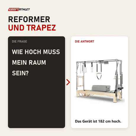 Frage und Antwort zu Elina Pilates Cadillac Reformer aus Ahornholz: Wie hoch muss mein Raum sein?