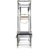 Elina Pilates Classic Cadillac aus Aluminium – schmale Stirnansicht mit Trapezrahmen