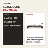 Frage und Antwort zu Elina Pilates Classic Reformer aus Walnussholz: Kann ich den Classic mit Turm bekommen?