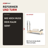 Frage und Antwort zu Elina Pilates Classic Reformer mit Tower aus Ahornholz: Wie hoch muss mein Raum sein?