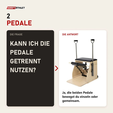 Frage und Antwort zu Elina Pilates Combo Chair mit Holzbasis: Kann ich die Pedale getrennt nutzen?