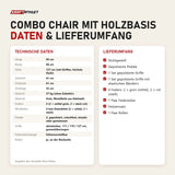 Technische Daten und Lieferumfang von Elina Pilates Combo Chair mit Holzbasis als Tabelle