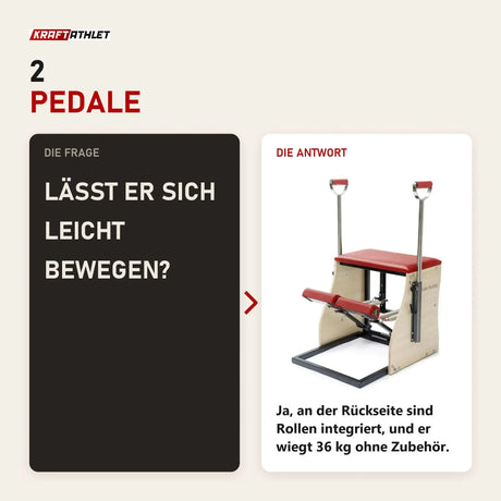 Frage und Antwort zu Elina Pilates Combo Chair mit Stahlbasis: Lässt er sich leicht bewegen?