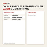 Technische Daten und Lieferumfang von Elina Pilates Double Handles Reformer-Griffe als Tabelle