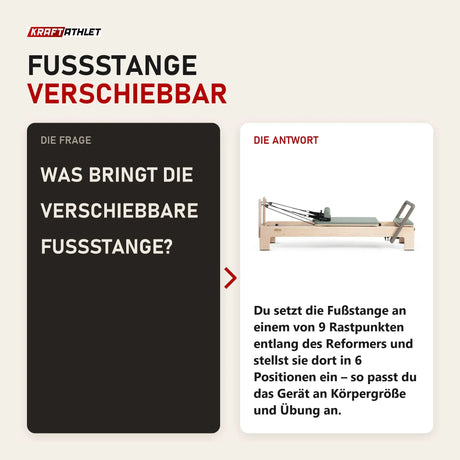 Frage und Antwort zu Elina Pilates Elite Advanced Reformer aus Ahornholz: Was bringt die verschiebbare Fußstange?