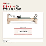 Maßbild Elina Pilates Elite Advanced Reformer aus Ahornholz: Stellfläche 238 × 81,4 cm