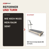 Frage und Antwort zu Elina Pilates Elite Reformer mit Tower aus Ahornholz: Wie hoch muss mein Raum sein?