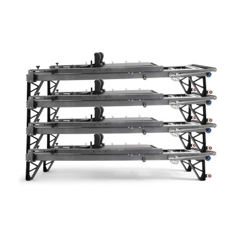 Elina Pilates HL3 Reformer mit Tower aus Aluminium, vier Reformer platzsparend übereinander gestapelt