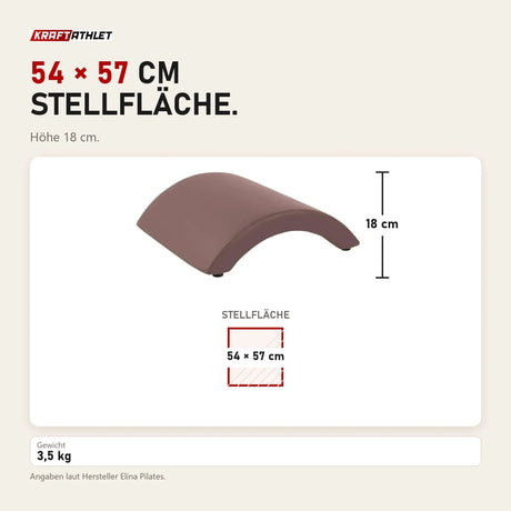 Maßbild Elina Pilates Hollow Arc: Stellfläche 54 × 57 cm, Höhe 18 cm