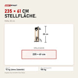 Maßbild Elina Pilates Klappbarer Reformer aus Ahornholz: Stellfläche 235 × 61 cm, Höhe 28 cm