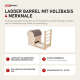 Elina Pilates Ladder Barrel mit Holzbasis mit 4 Merkmalen: Leiter mit Holzsprossen und gepolstertes Fass, Kunstlederbezug, Füllung aus hochdichtem EVA, Gesamtmaße 95 × 120 cm