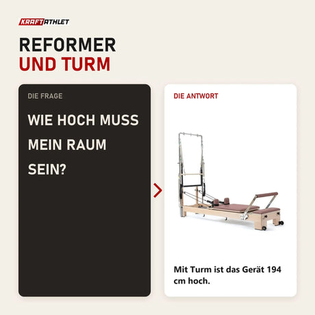 Frage und Antwort zu Elina Pilates Lignum Reformer mit Tower aus Holz: Wie hoch muss mein Raum sein?