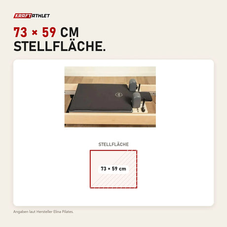 Maßbild Elina Pilates Machine Towel Reformer-Handtuch: Stellfläche 73 × 59 cm