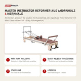 Elina Pilates Master Instructor Reformer aus Ahornholz mit 4 Merkmalen: Mini-Turm inklusive, Quick-Release-Fußstange, Stapelbar, 6 Federn
