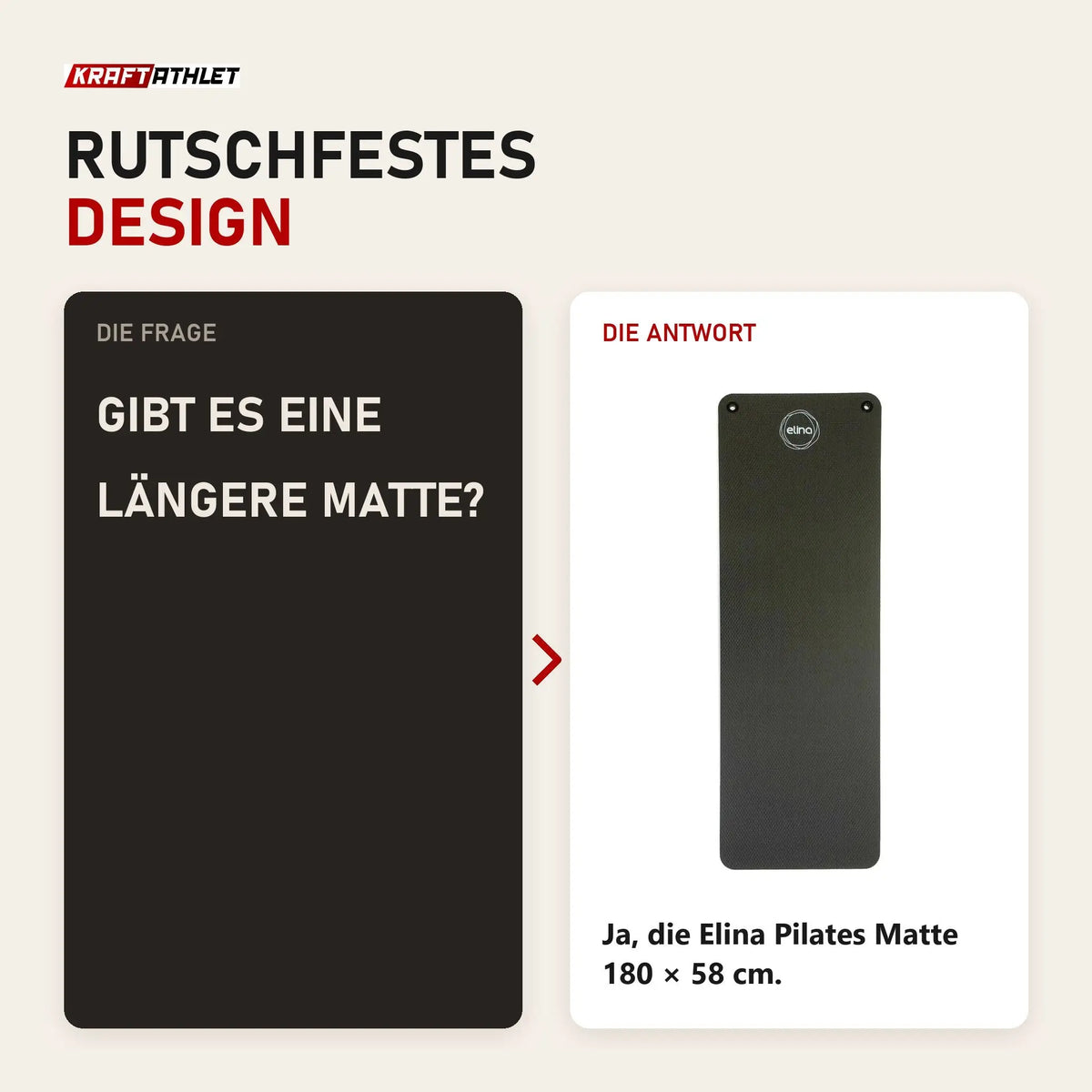 Frage und Antwort zu Elina Pilates Matte 140 × 58 cm Pilatesmatte: Gibt es eine längere Matte?