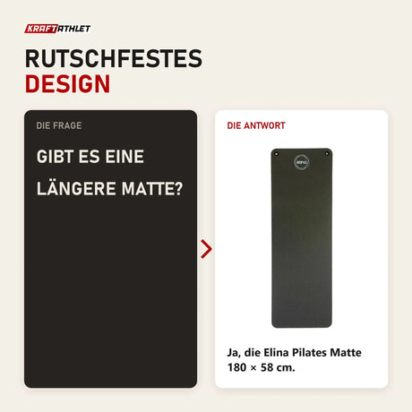 Frage und Antwort zu Elina Pilates Matte 140 × 58 cm Pilatesmatte: Gibt es eine längere Matte?