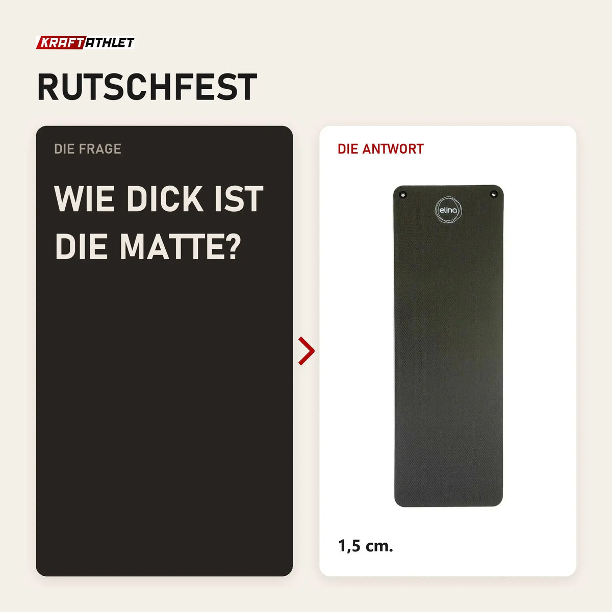Frage und Antwort zu Elina Pilates Matte 180 × 58 cm Pilatesmatte: Wie dick ist die Matte?