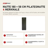 Elina Pilates Matte 180 × 58 cm Pilatesmatte mit 4 Merkmalen: Rutschfest, Wasserfestes Material mit hoher Dichte, 1,5 cm dick, Zusammengerollt leicht zu tragen