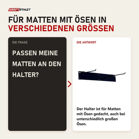 Frage und Antwort zu Elina Pilates Mattenhalter Wandhalterung: Passen meine Matten an den Halter?