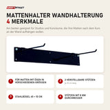 Elina Pilates Mattenhalter Wandhalterung mit 4 Merkmalen: Für Matten mit Ösen in verschiedenen Größen, 2 verstellbare Stützen, Stahlbügel 65 × 10 cm, Stützen mit 8 mm Durchmesser