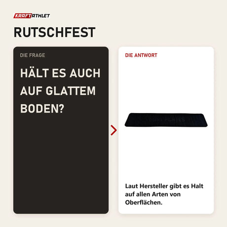 Frage und Antwort zu Elina Pilates Mini Non Slip Pad rutschfeste Auflage: Hält es auch auf glattem Boden?