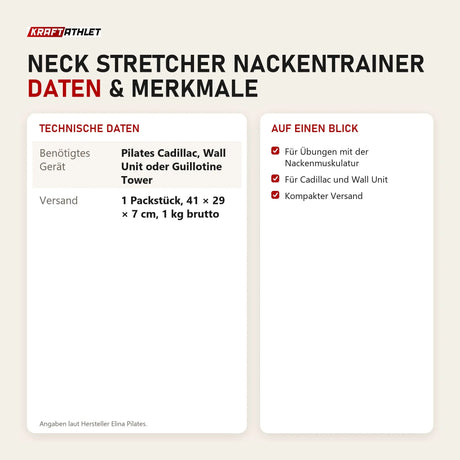 Technische Daten und Merkmale von Elina Pilates Neck Stretcher Nackentrainer als Tabelle