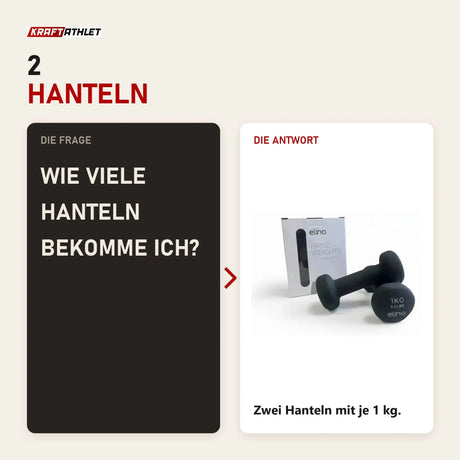 Frage und Antwort zu Elina Pilates Neopren-Hanteln 1 kg Kurzhanteln: Wie viele Hanteln bekomme ich?