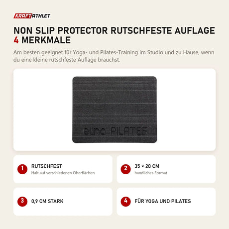 Elina Pilates Non Slip Protector rutschfeste Auflage mit 4 Merkmalen: Rutschfest, 35 × 20 cm, 0,9 cm stark, Für Yoga und Pilates