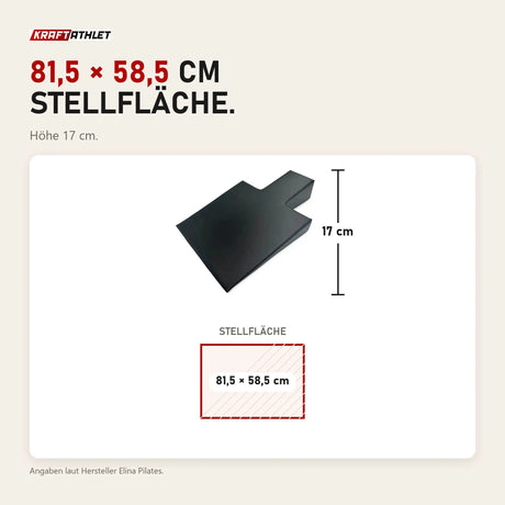 Maßbild Elina Pilates Postural Wedge Lagerungskeil: Stellfläche 81,5 × 58,5 cm, Höhe 17 cm