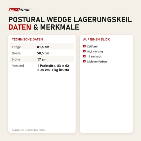 Technische Daten und Merkmale von Elina Pilates Postural Wedge Lagerungskeil als Tabelle