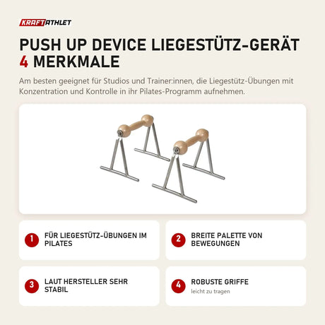 Elina Pilates Push Up Device Liegestütz-Gerät mit 4 Merkmalen: Für Liegestütz-Übungen im Pilates, Breite Palette von Bewegungen, Laut Hersteller sehr stabil, Robuste Griffe