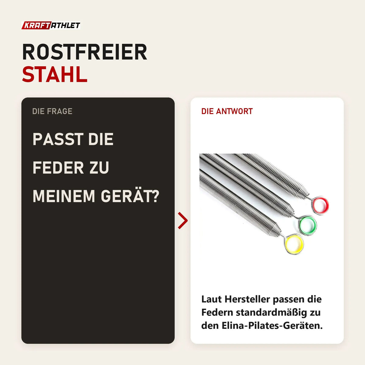 Frage und Antwort zu Elina Pilates Reformer-Federn: Passt die Feder zu meinem Gerät?