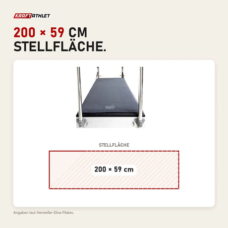 Maßbild Elina Pilates Reformer-Handtuch lang: Stellfläche 200 × 59 cm