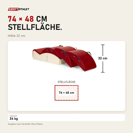 Maßbild Elina Pilates Spine Corrector 3 in 1: Stellfläche 74 × 48 cm, Höhe 32 cm