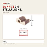 Maßbild Elina Pilates Spine Corrector Elite: Stellfläche 74 × 46,5 cm, Höhe 33 cm