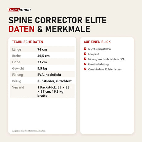 Technische Daten und Merkmale von Elina Pilates Spine Corrector Elite als Tabelle